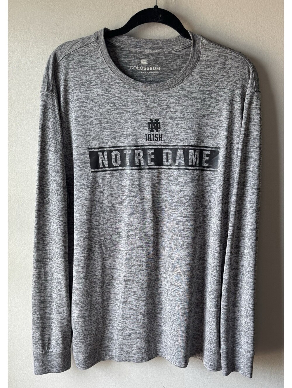 Colosseum Athletics Men's Gray Notre Dame Fighting Irish Dri-Fit Tee-SZ L